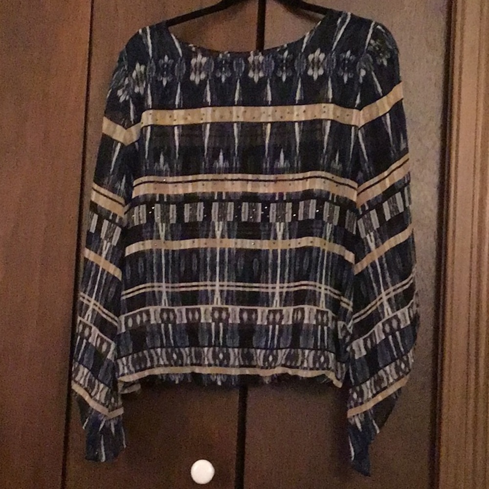 Alfani - Blue and Tan Layered Top Size L